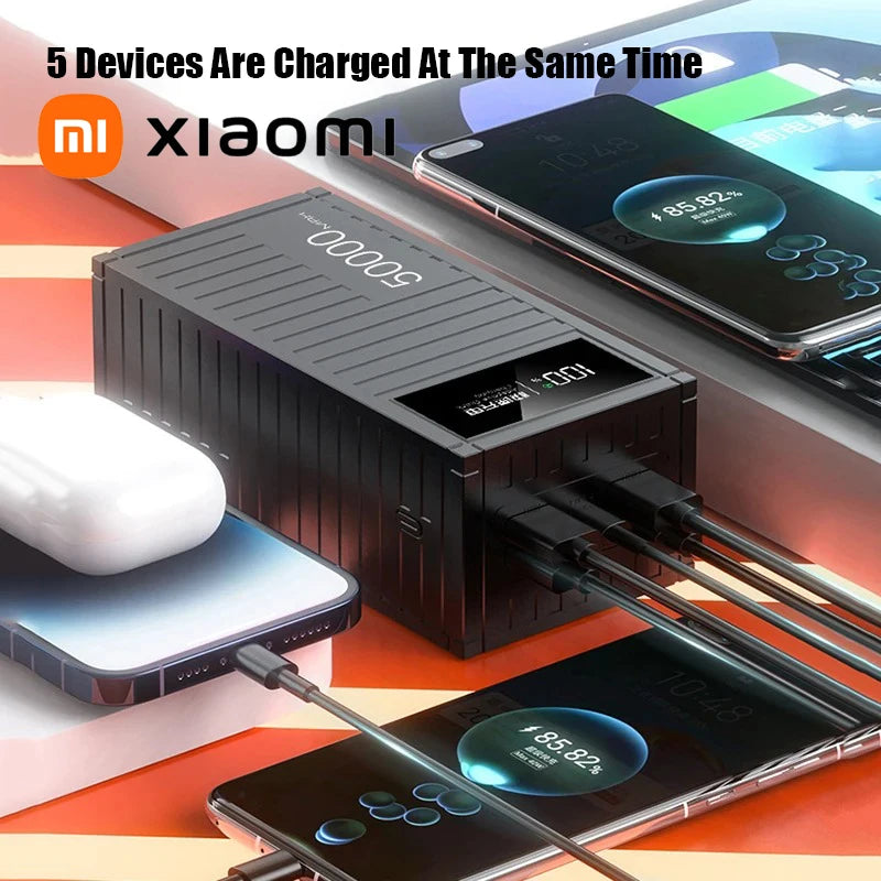 50000mAh Portable Power Bank – 120W Fast Charging, 6 Ports