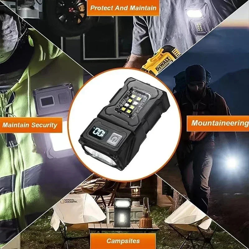 Mini USB Rechargeable LED Flashlight – Super Bright with COB Emergency Light & Magnet