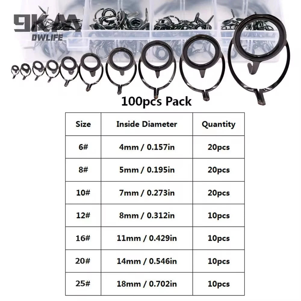 Fishing Rod Guide Repair Kit – 9~200Pcs Stainless Steel with Ceramic Rings